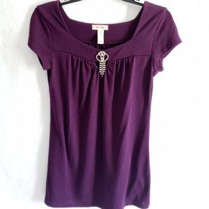 Plum Purple Shirt with Pendant by Casual Land